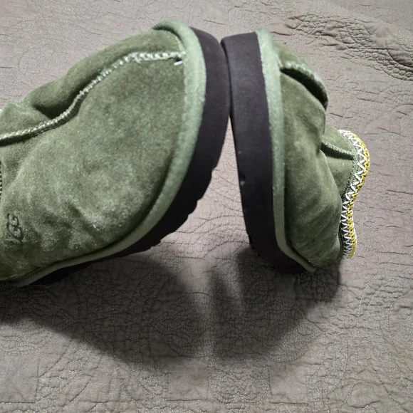 Ugg Slipper Tasman Olive Green Suede Taz Braid Sheepskin Treadlite Slippers, 12
